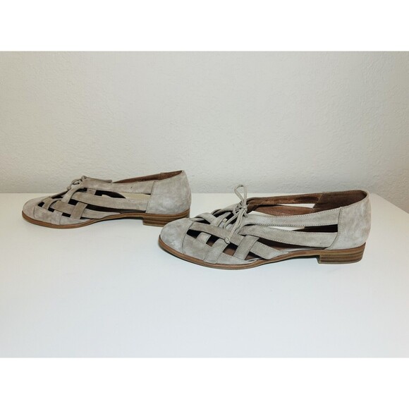 Jeffrey Campbell Canela Taupe Suede Strappy Low Stacked Heel Flats Women's 9.5 - Picture 2 of 8